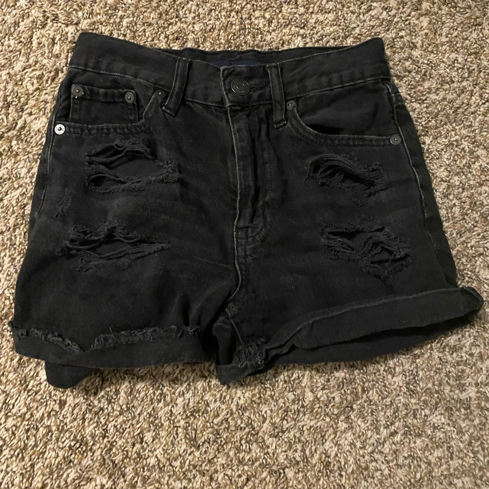 Black Distressed Womens Aeropastle Shorts